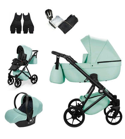 MOMMO HARMONY Kinderwagen 2in1/3in1/4in1 Öko-Leder – Cosmo I-Size-Sitz