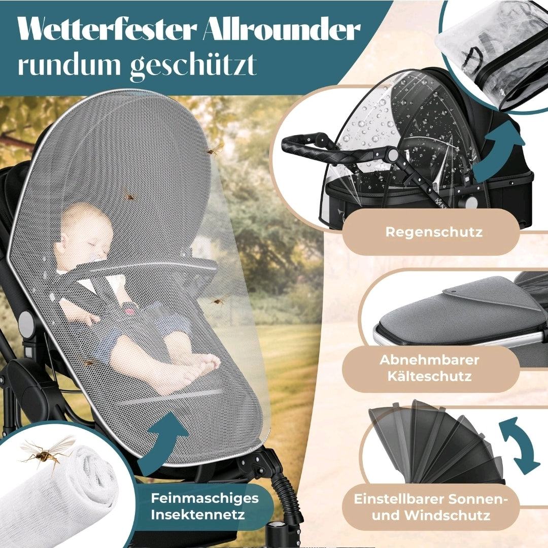 KESSER® Loops 3 in 1 Kombikinderwagen Komplett-Set-Zweite Chance