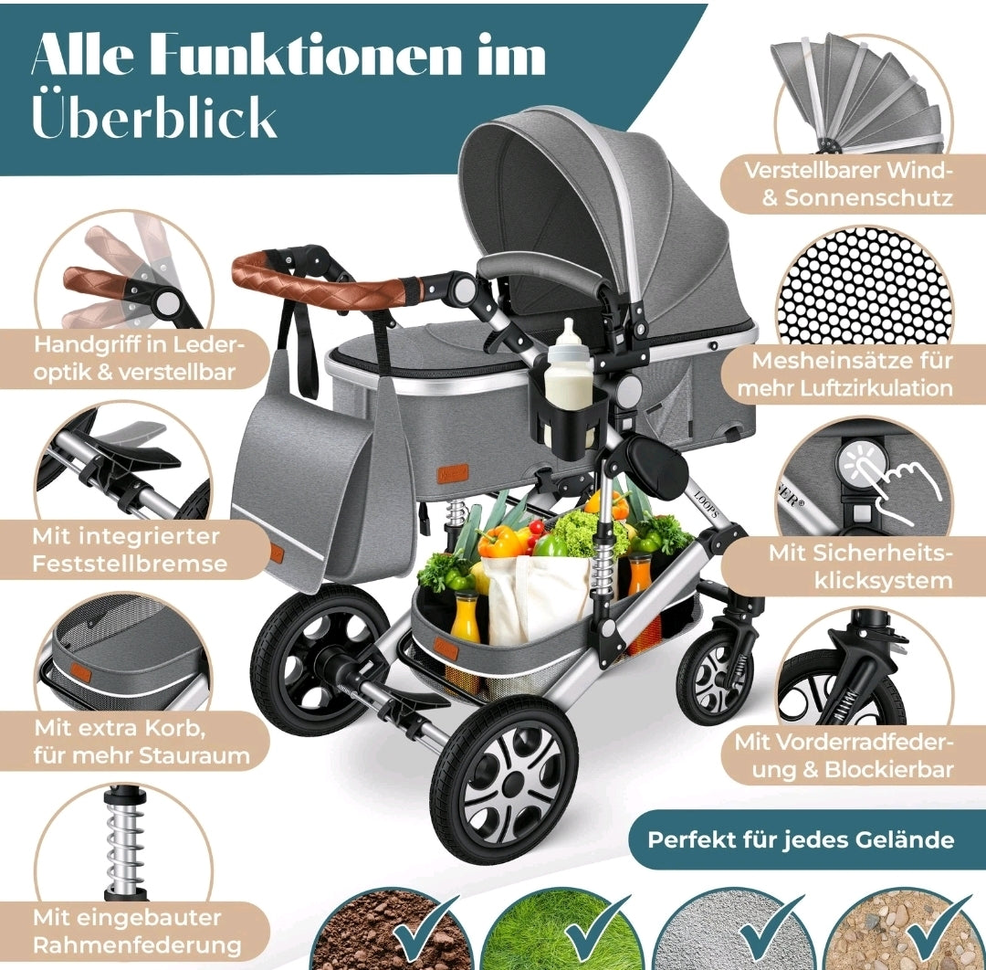 KESSER® Loops 3 in 1 Kombikinderwagen Komplett-Set-Zweite Chance