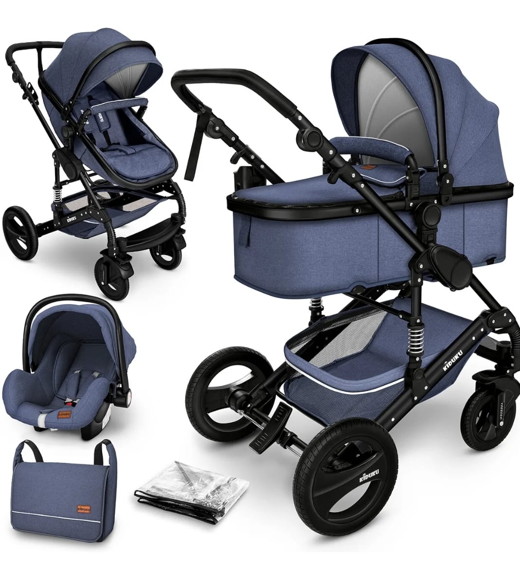 Kiduku® 3 in 1 Kombi-Kinderwagen Buggy Reisebuggy inkl. Auto- Babyschale