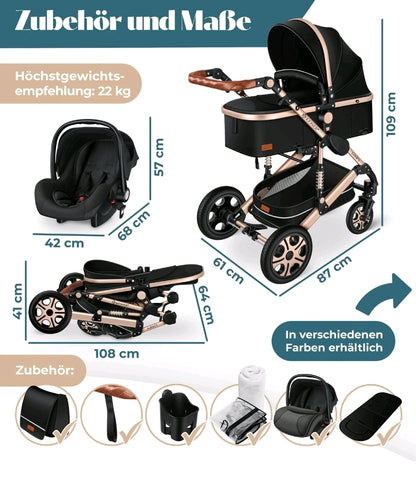 KESSER® Loops 3 in 1 Kombikinderwagen Komplett-Set-Zweite Chance