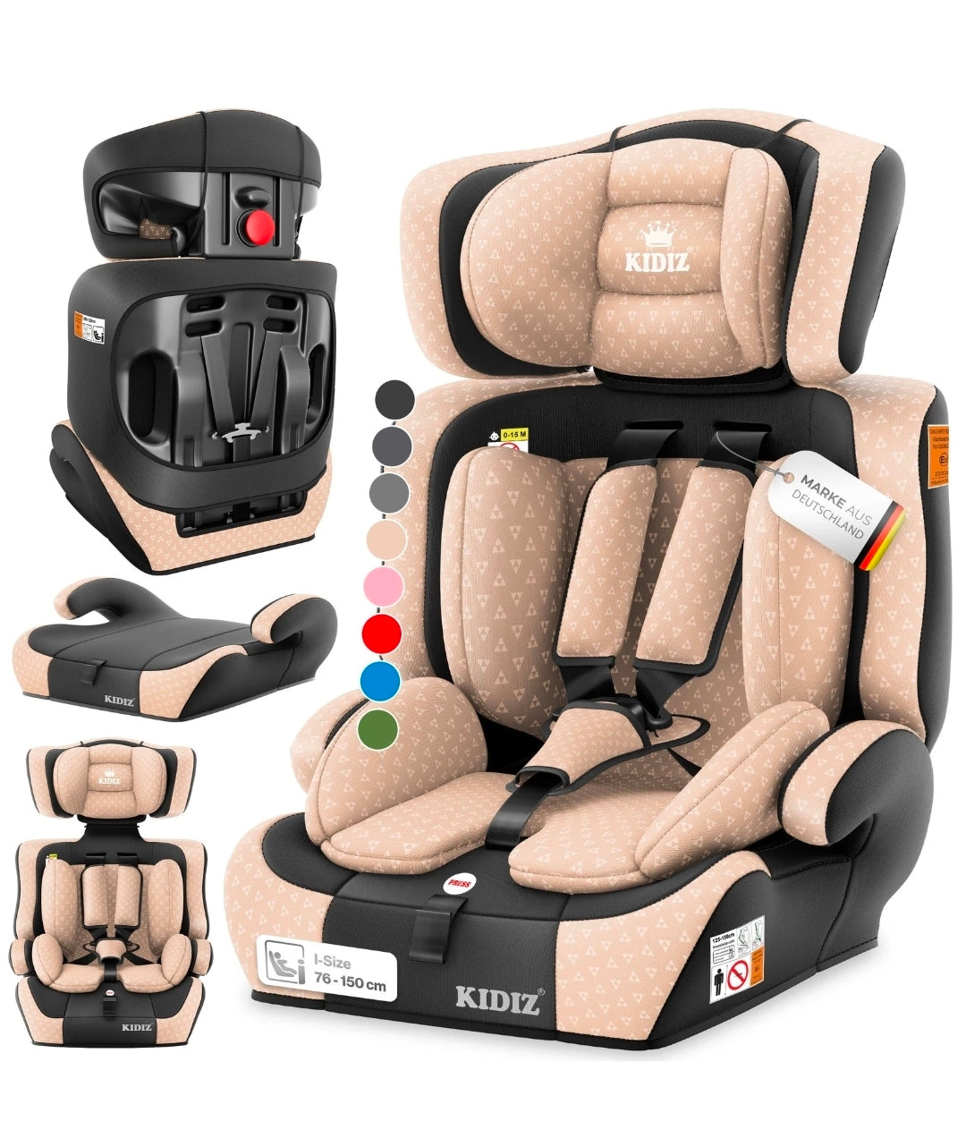Kinderautositz 2 in 1 Universal 9kg-36 kg, 1-12 Jahre, Gruppe 1-2-3