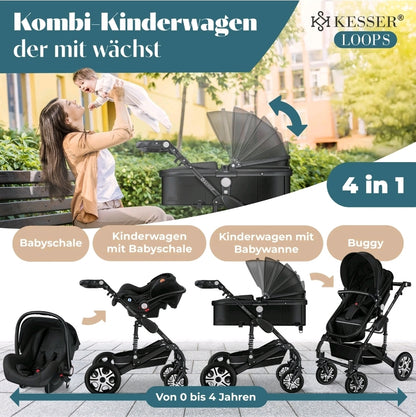KESSER® Loops 3 in 1 Kombikinderwagen Komplett-Set-Zweite Chance