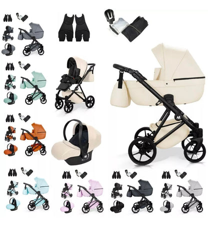 MOMMO HARMONY Kinderwagen 2in1/3in1/4in1 Öko-Leder – Cosmo I-Size-Sitz