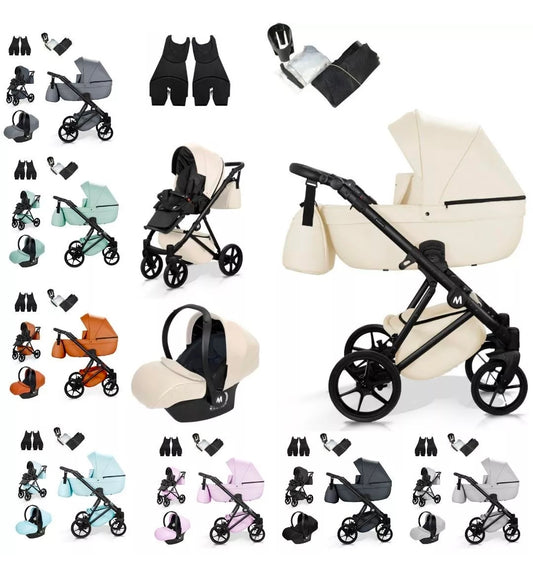 MOMMO HARMONY Kinderwagen 2in1/3in1/4in1 Öko-Leder – Cosmo I-Size-Sitz