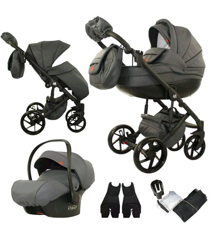 MOMMO AAA Kinderwagen 3 in 1 Öko-Leder – Cosmo I-Size-Sitz