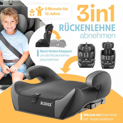Kinderautositz 2 in 1 Universal 9kg-36 kg, 1-12 Jahre, Gruppe 1-2-3