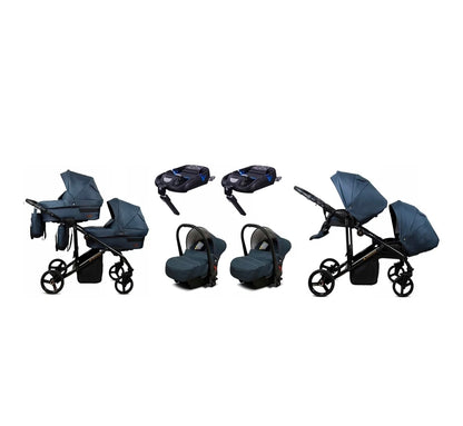 Trailux Duo 4-in-1  Kinderwagen-Set für Zwillinge inkl. Autositz