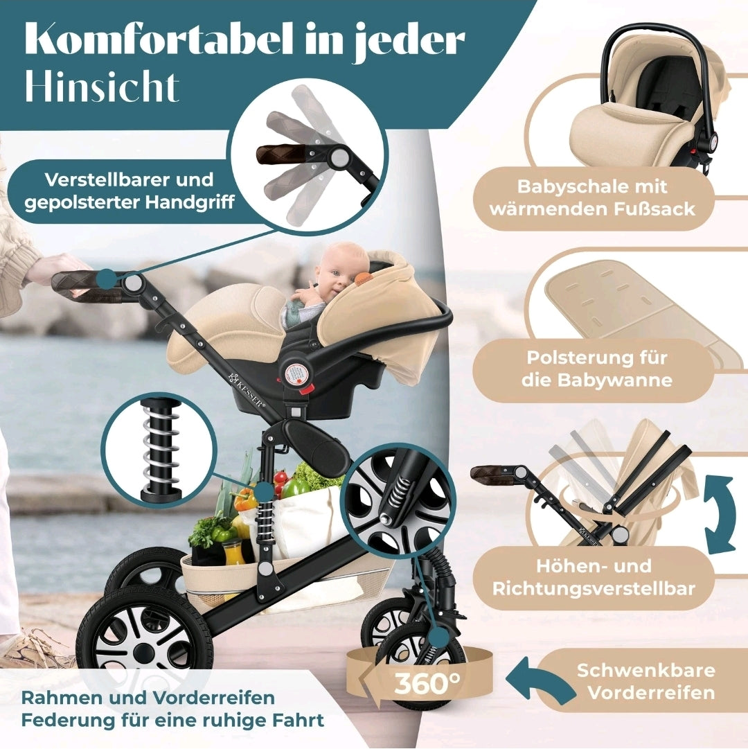 KESSER® Loops 3 in 1 Kombikinderwagen Komplett-Set-Zweite Chance