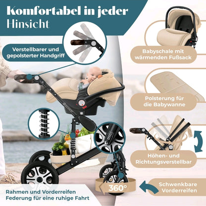 KESSER® Loops 3 in 1 Kombikinderwagen Komplett-Set-Zweite Chance