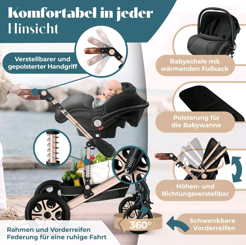 KESSER® Loops 3 in 1 Kombikinderwagen Komplett-Set-Zweite Chance