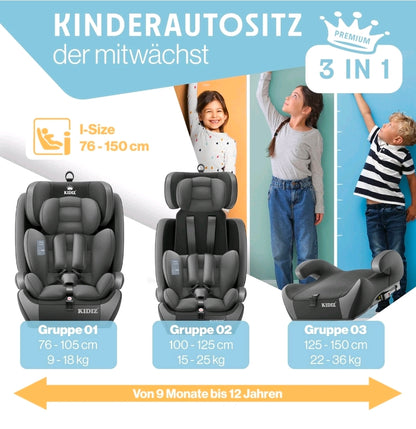 Kinderautositz 2 in 1 Universal 9kg-36 kg, 1-12 Jahre, Gruppe 1-2-3