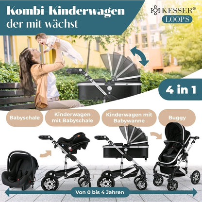 KESSER® Loops 3 in 1 Kombikinderwagen Komplett-Set-Zweite Chance