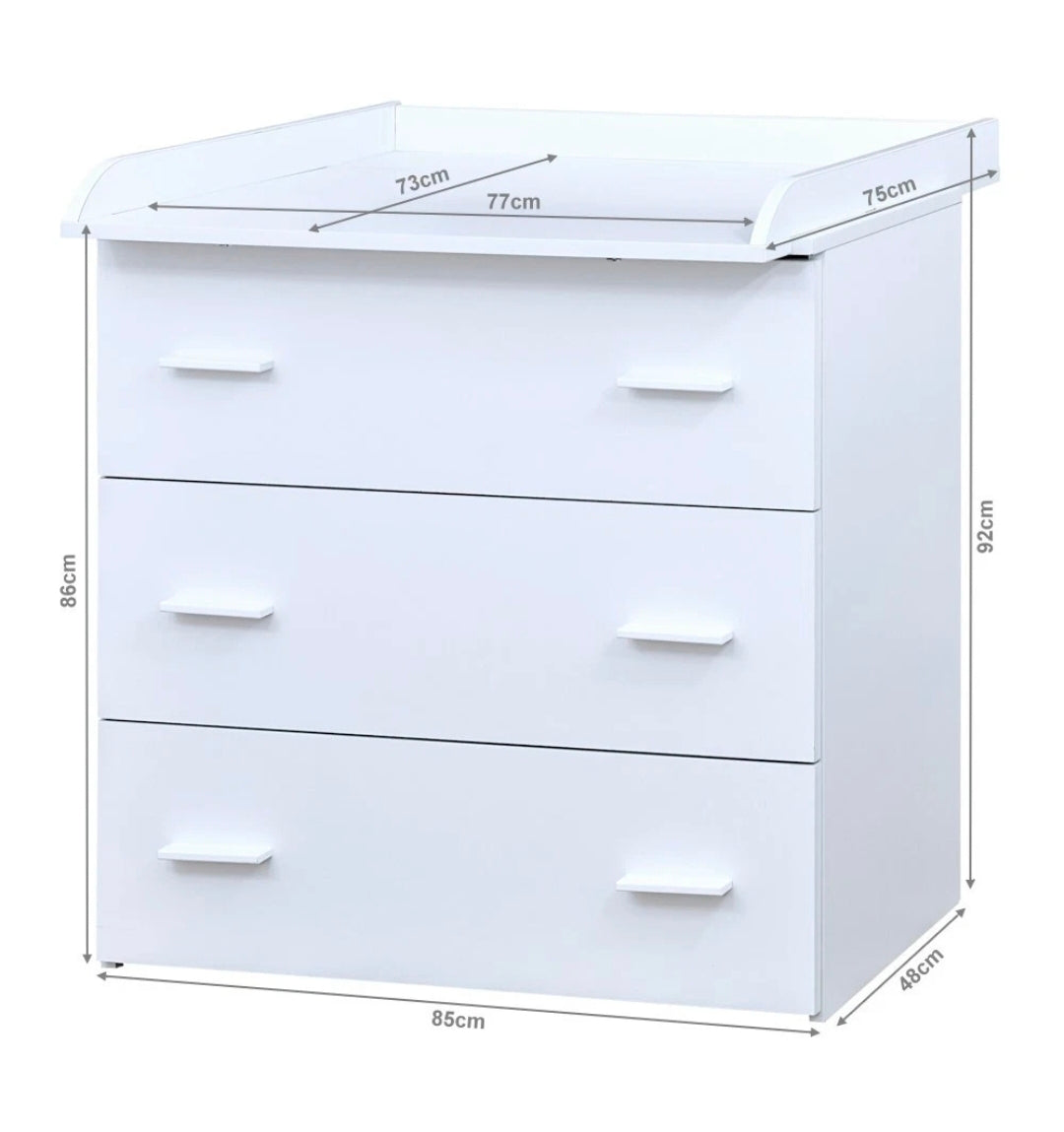 Babyzimmerset 120x60 cm Babybett Wickelkommode  Bettwäsche Komplettset