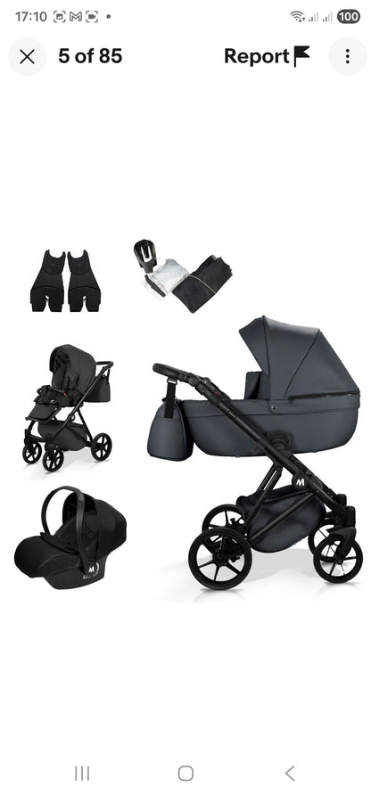 MOMMO HARMONY Kinderwagen 2in1/3in1/4in1 Öko-Leder – Cosmo I-Size-Sitz