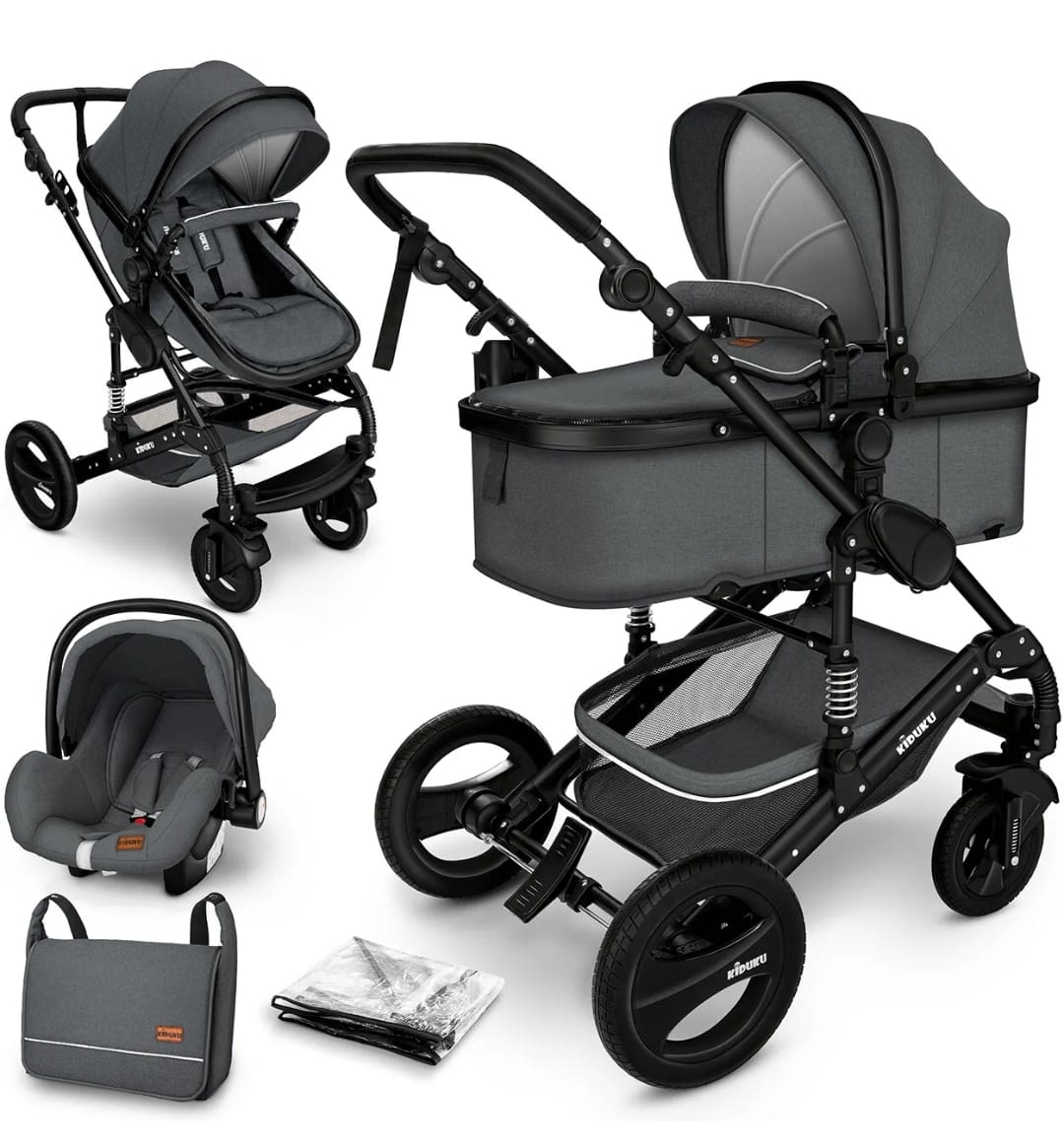 Kiduku® 3 in 1 Kombi-Kinderwagen Buggy Reisebuggy inkl. Auto- Babyschale