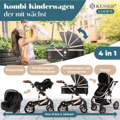 KESSER® Loops 3 in 1 Kombikinderwagen Komplett-Set-Zweite Chance