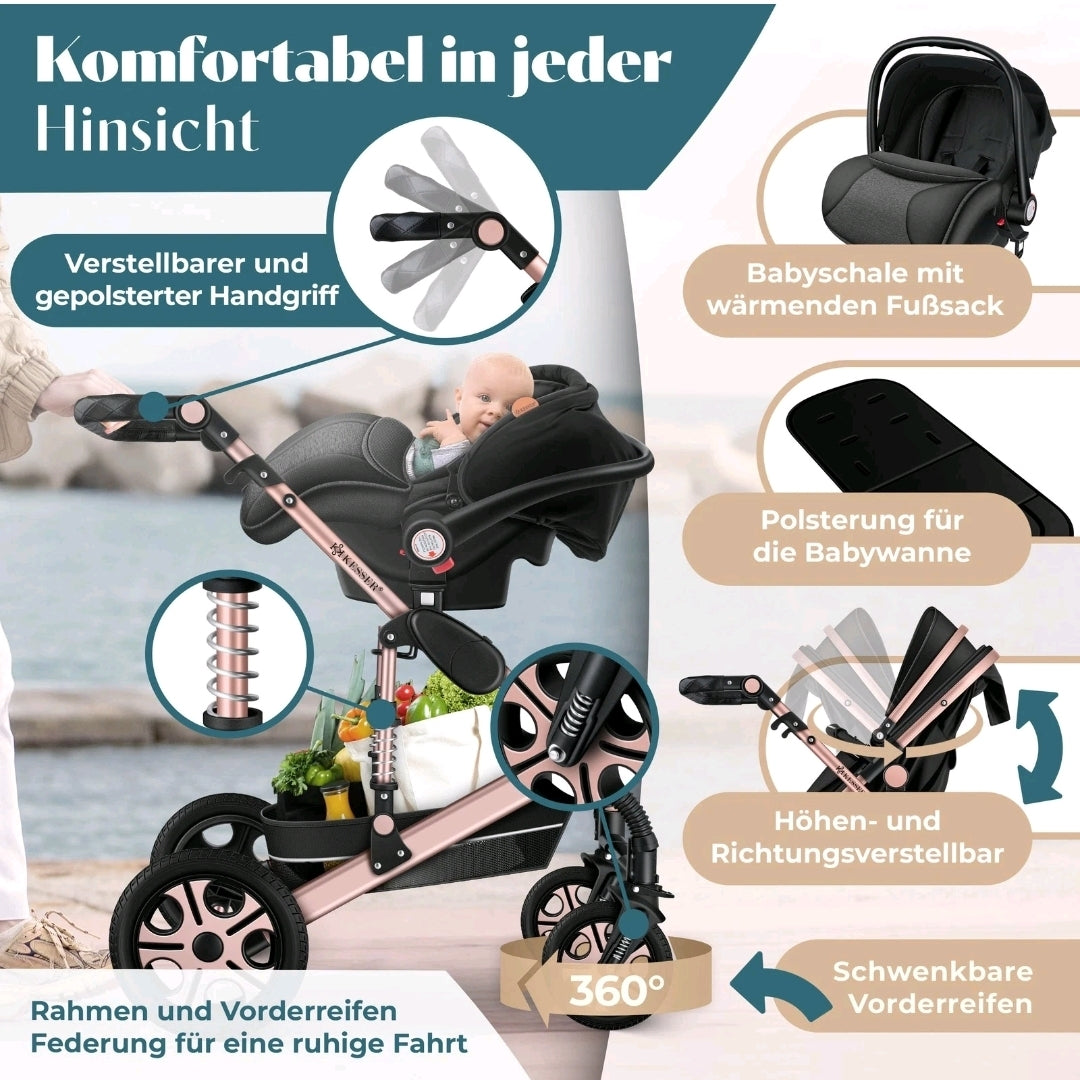 KESSER® Loops 3 in 1 Kombikinderwagen Komplett-Set