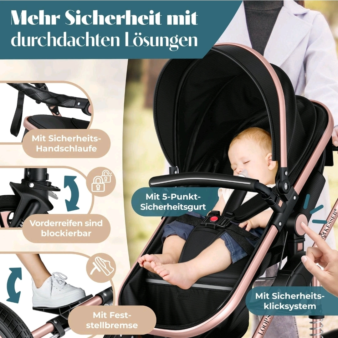 KESSER® Loops 3 in 1 Kombikinderwagen Komplett-Set