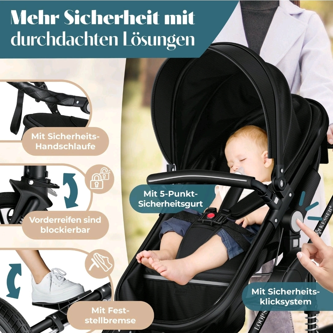KESSER® Loops 3 in 1 Kombikinderwagen Komplett-Set-Zweite Chance