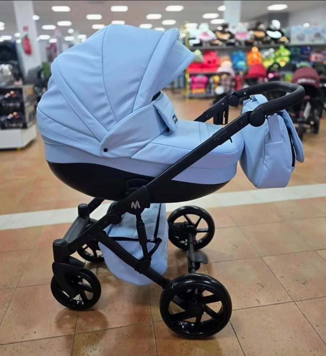 MOMMO AAA Kinderwagen 3in1 Öko-Leder – Cosmo I-Size-Sitz Rosa