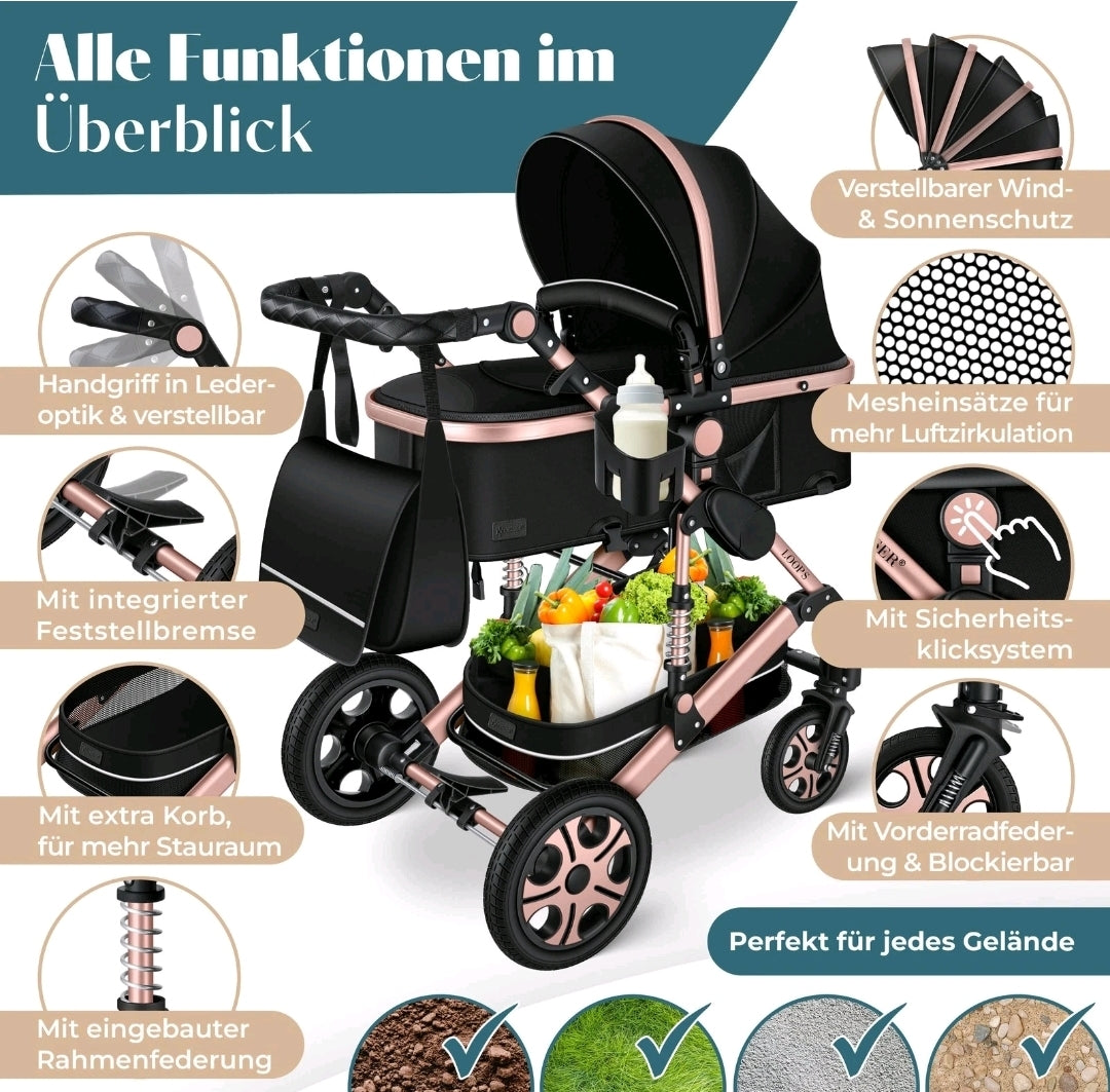 KESSER® Loops 3 in 1 Kombikinderwagen Komplett-Set