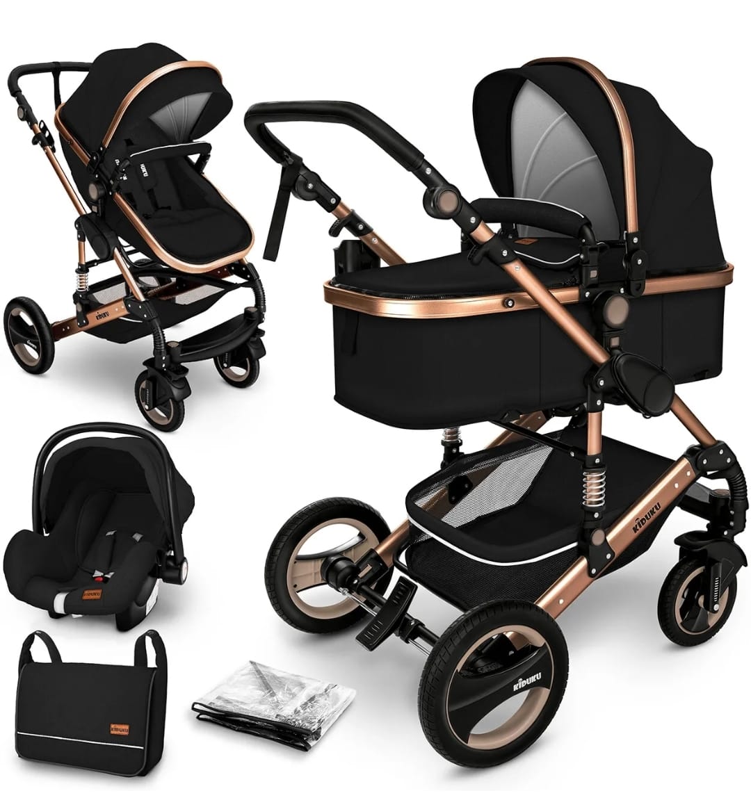 Kiduku® 3 in 1 Kombi-Kinderwagen Buggy Reisebuggy inkl. Auto- Babyschale