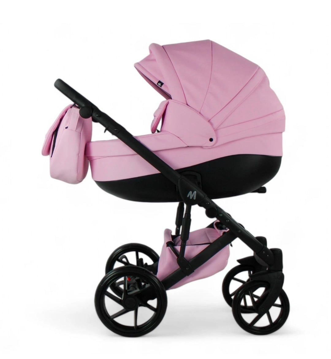 MOMMO AAA Kinderwagen 3in1 Öko-Leder – Cosmo I-Size-Sitz Rosa