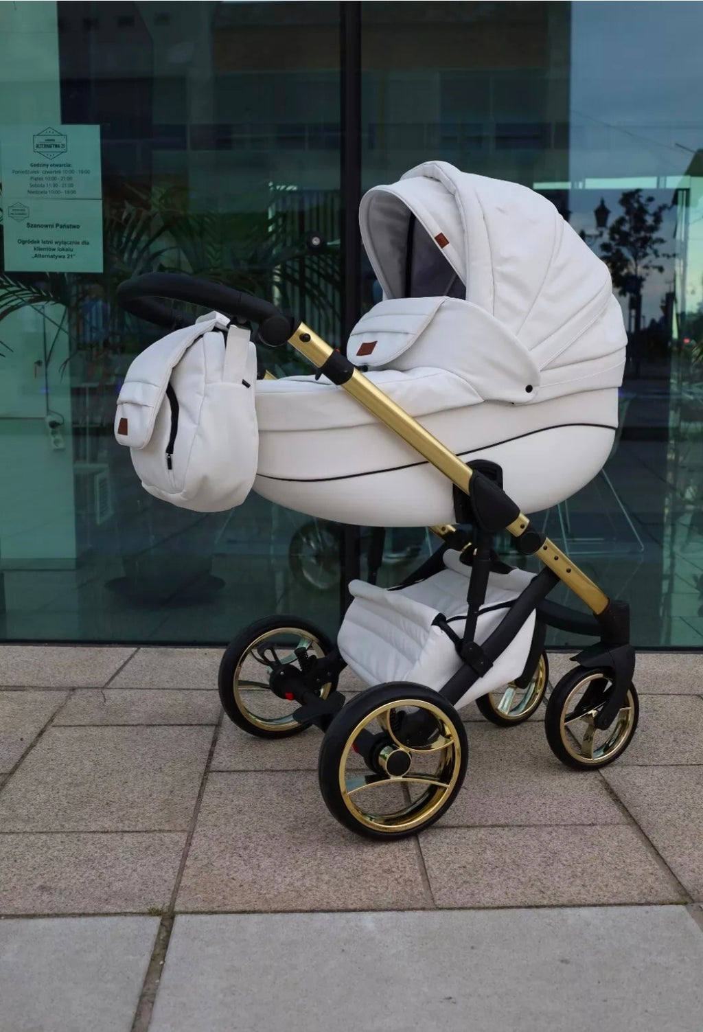 MOMMO AAA Kinderwagen 3in1 Öko-Leder – Cosmo I-Size-Sitz Rosa