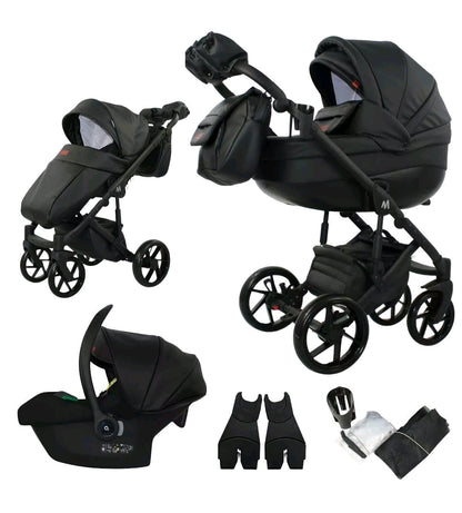 MOMMO AAA Kinderwagen 3 in 1 Öko-Leder – Cosmo I-Size-Sitz