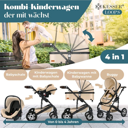 KESSER® Loops 3 in 1 Kombikinderwagen Komplett-Set-Zweite Chance