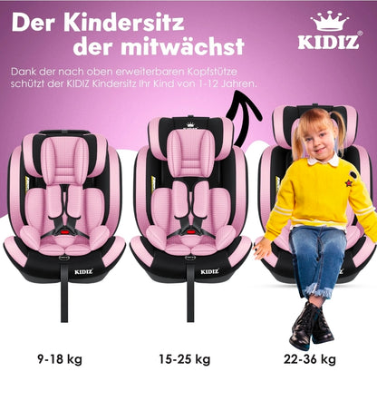 Kinderautositz 9kg-36 kg, 1-12 Jahre, Gruppe 1-2-3 Universal, Isofix