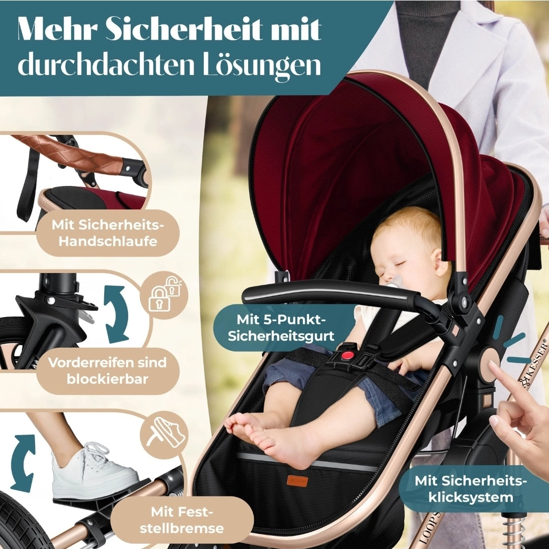 KESSER® Loops 3 in 1 Kombikinderwagen Komplett-Set-Zweite Chance